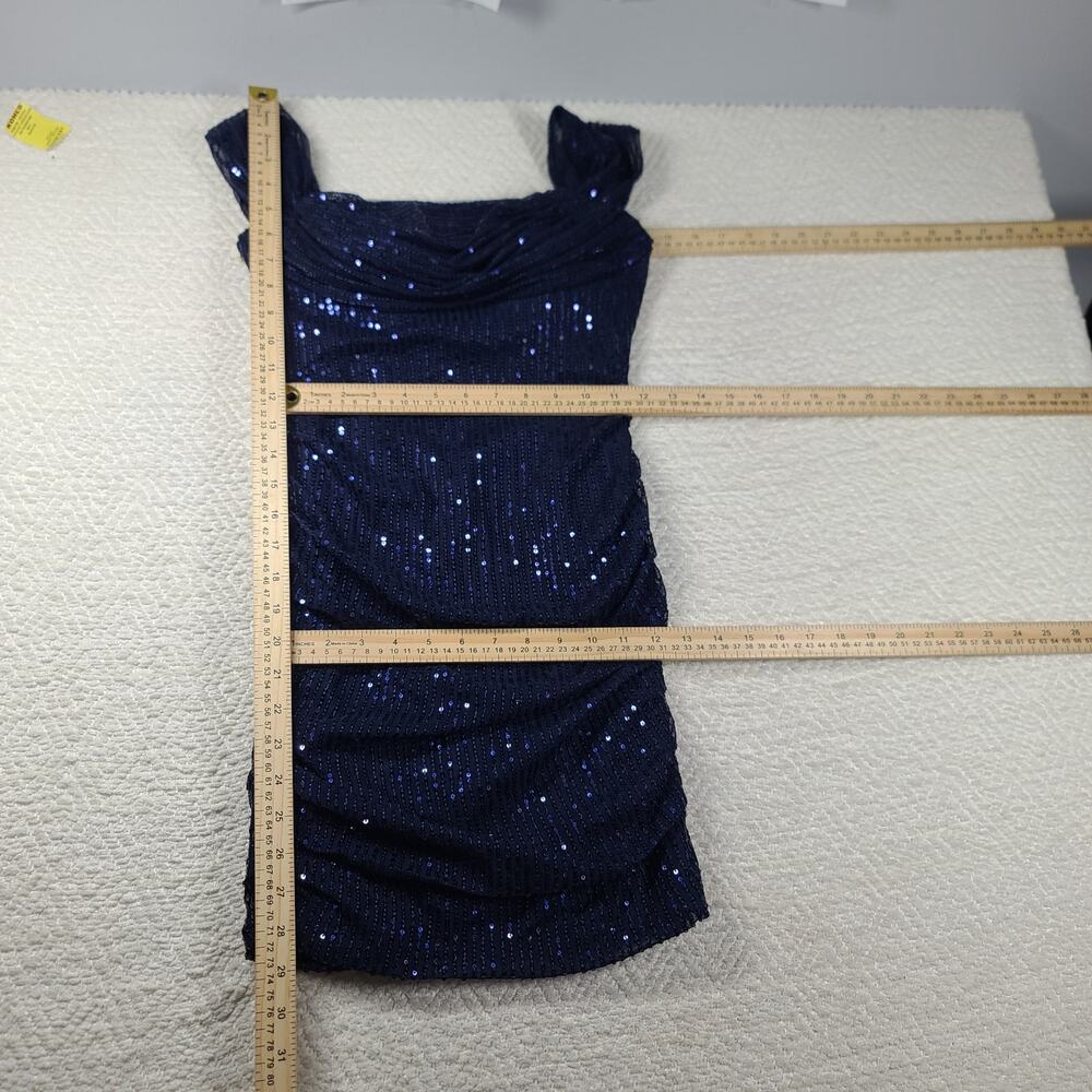 Off shoulder sequin sparkly Party homecoming Navy Blue dress Size 2 Cocktail - Picture 4 of 10